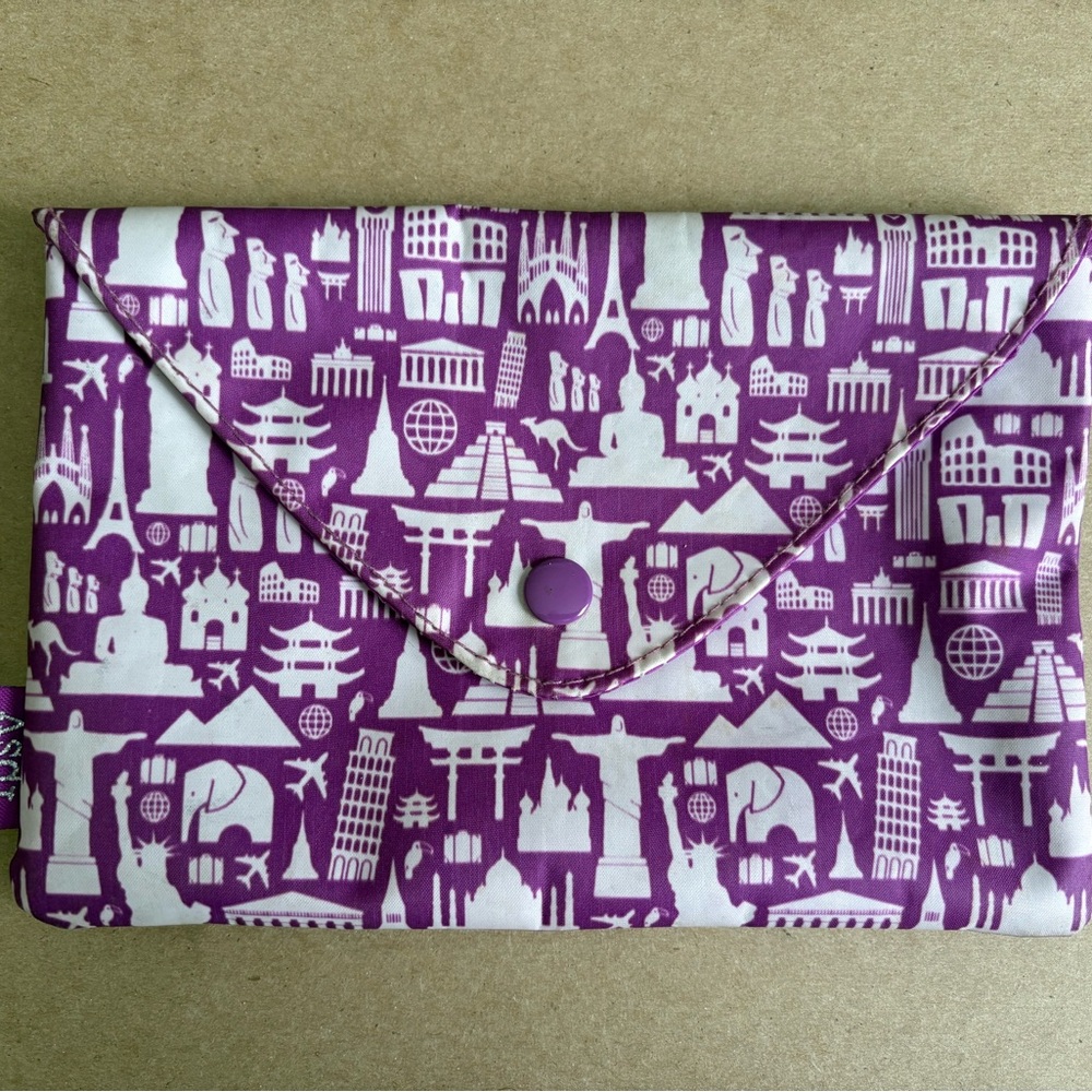 Purple and White Women's Makeup Bag